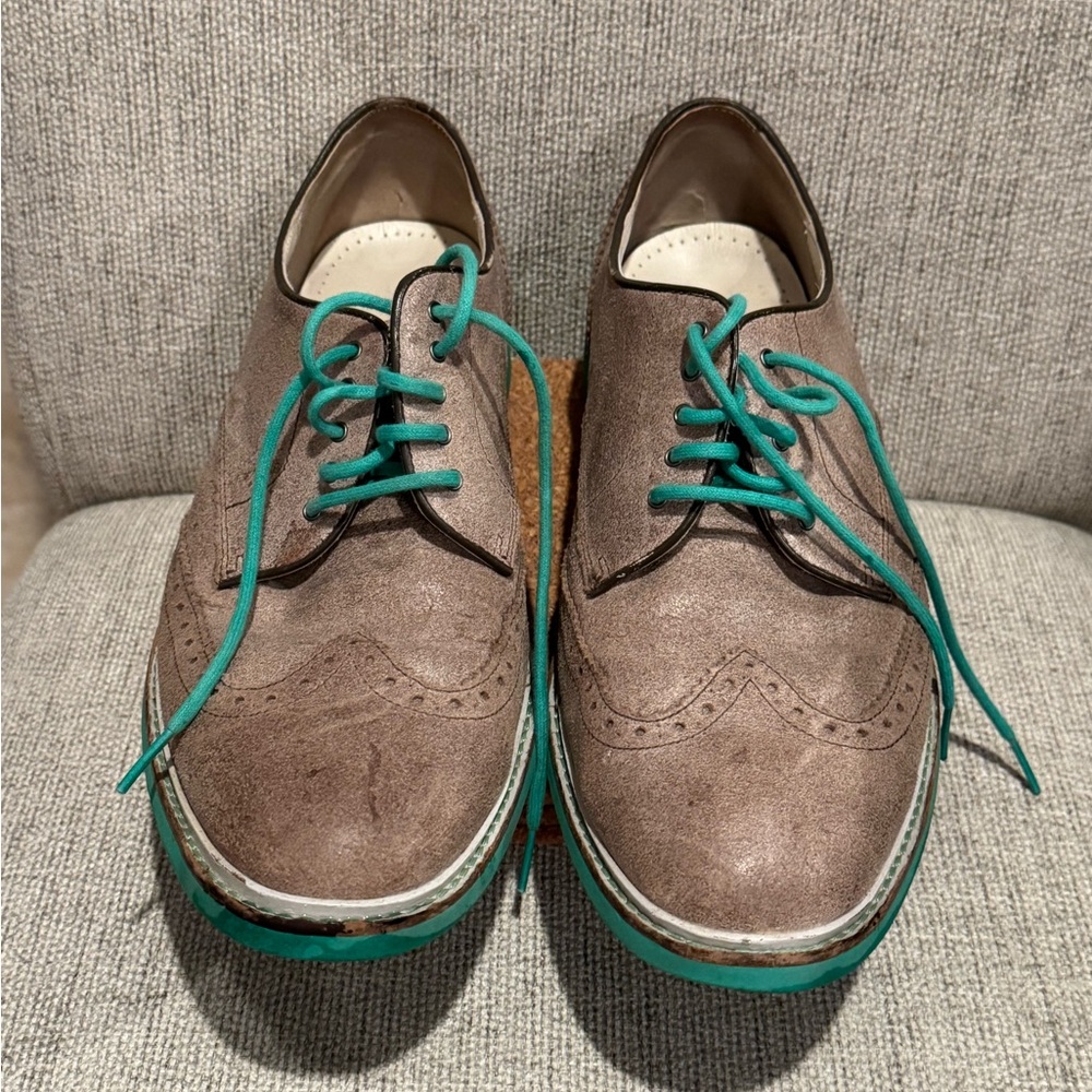 Cole Haan Brown Oxfords with Teal Laces